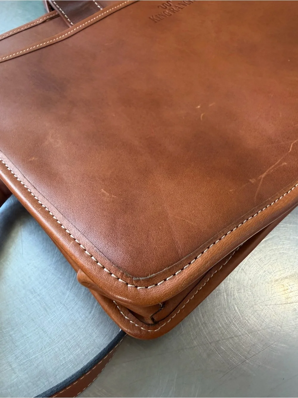 King Ranch Men's Leather Briefcase in Tan